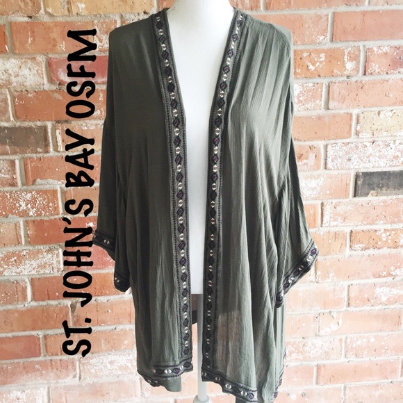 St. John's Bay Sweaters - 💜HP 12/22💜Olive Kimono By St. John’s Bay NWT OS